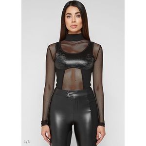 Black Mesh Bodysuit Size 0 NEW Maniere De Voir
